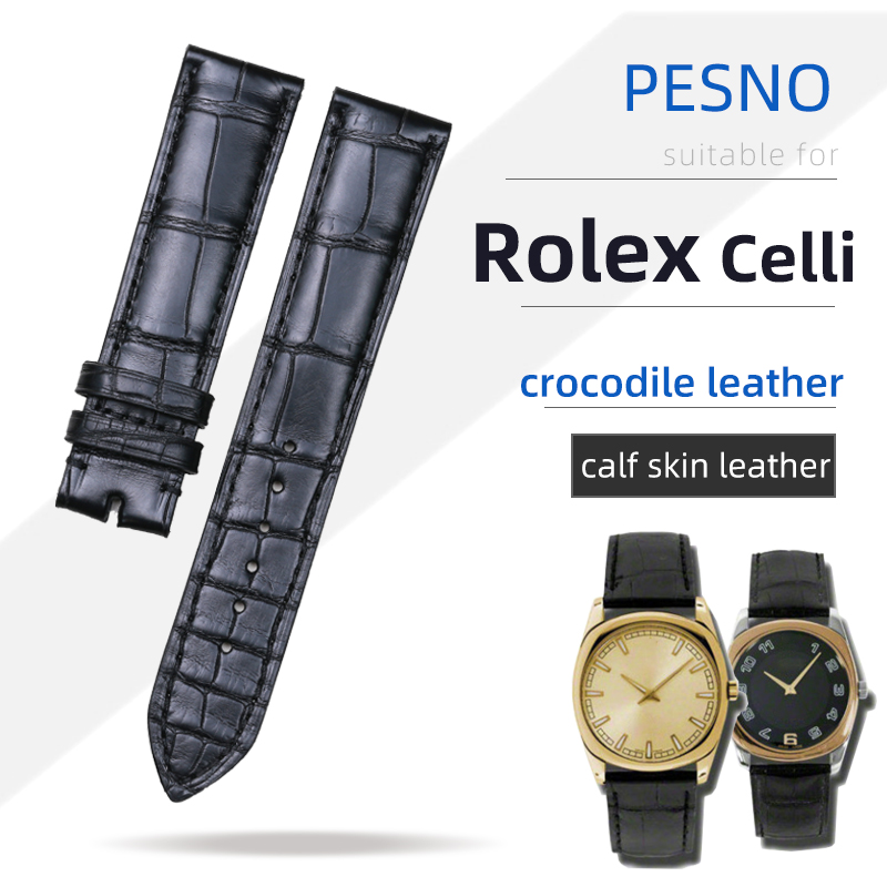 Luxury Watch Rolex - PESNO Crocodile Leather Black Bamboo Grain