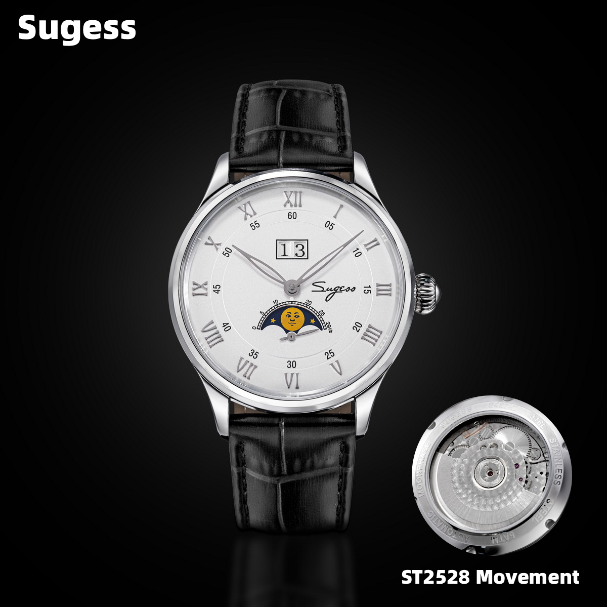 Moonphase Complication Watch - Sugess Automatic Mechanical Watch of Men
