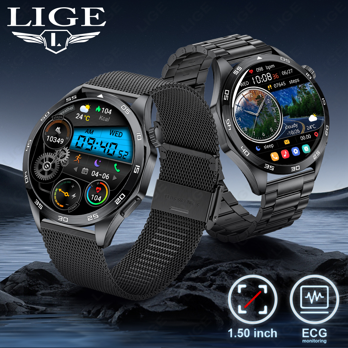 Luxury Watch In The World - LIGE 2026 Smart Watch ECG Monitoring