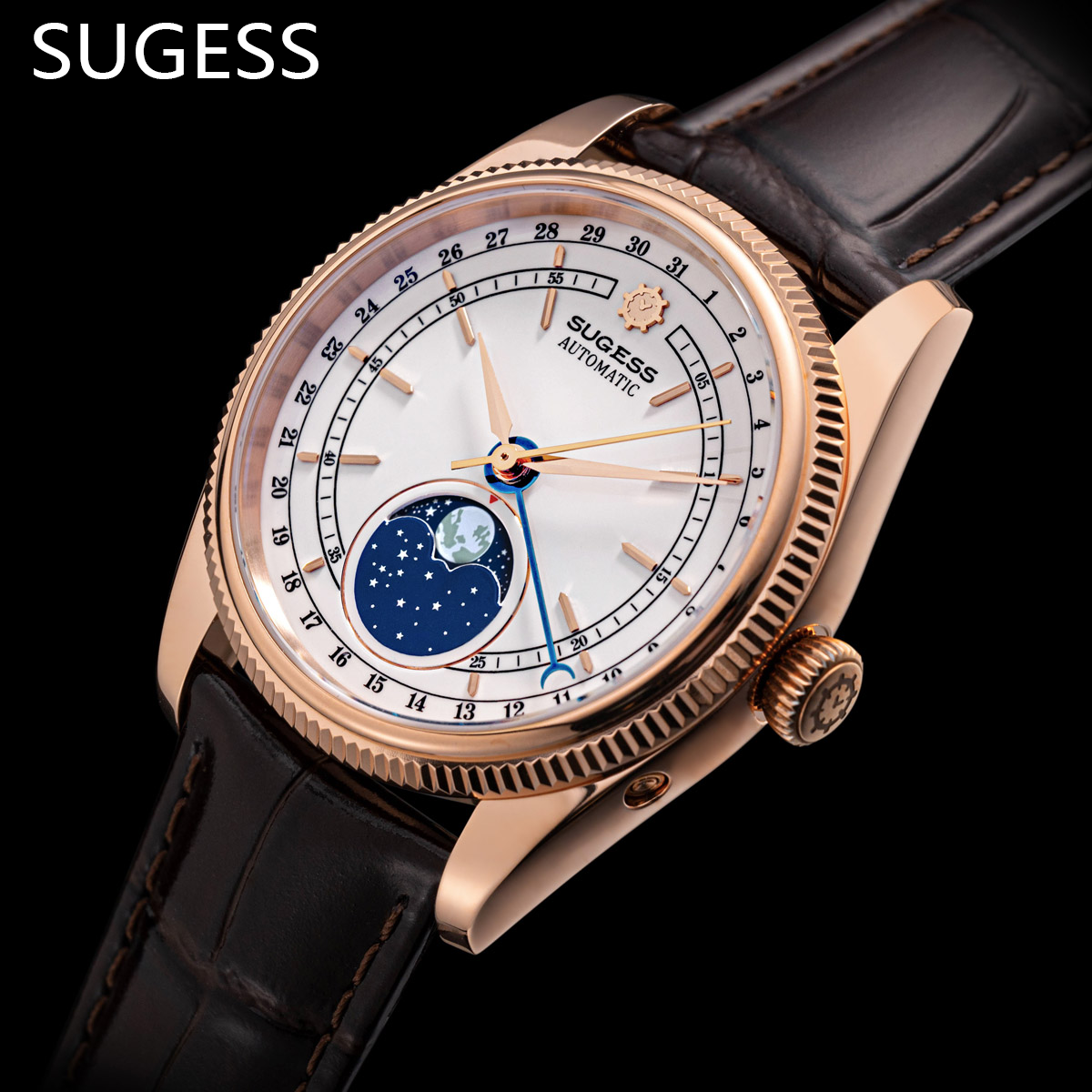 Moonphase Complication Watch - Sugess 40mm Watch of Men Moonphase