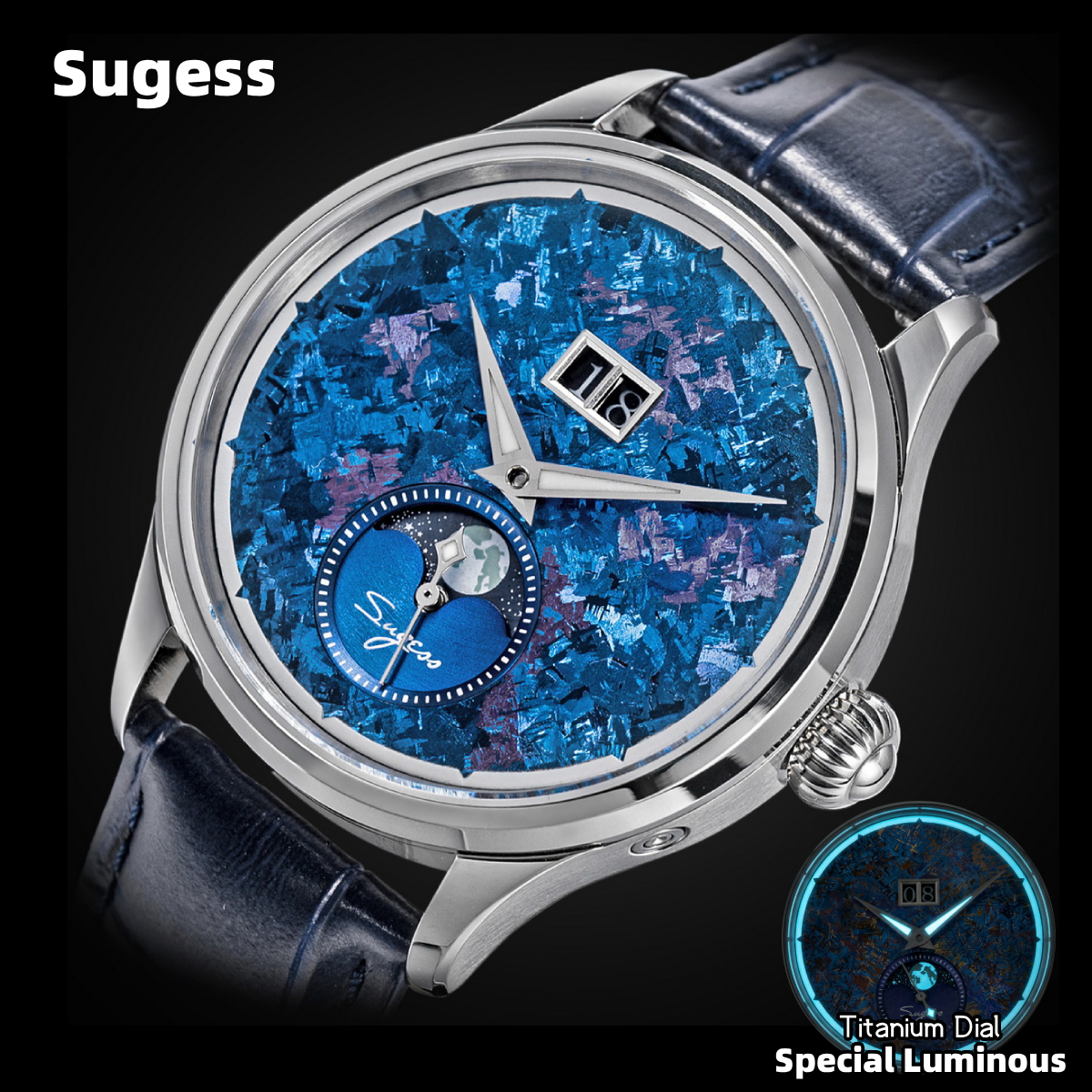 Moonphase Complication Watch - Sugess Watch of Men Moonphase ST2528