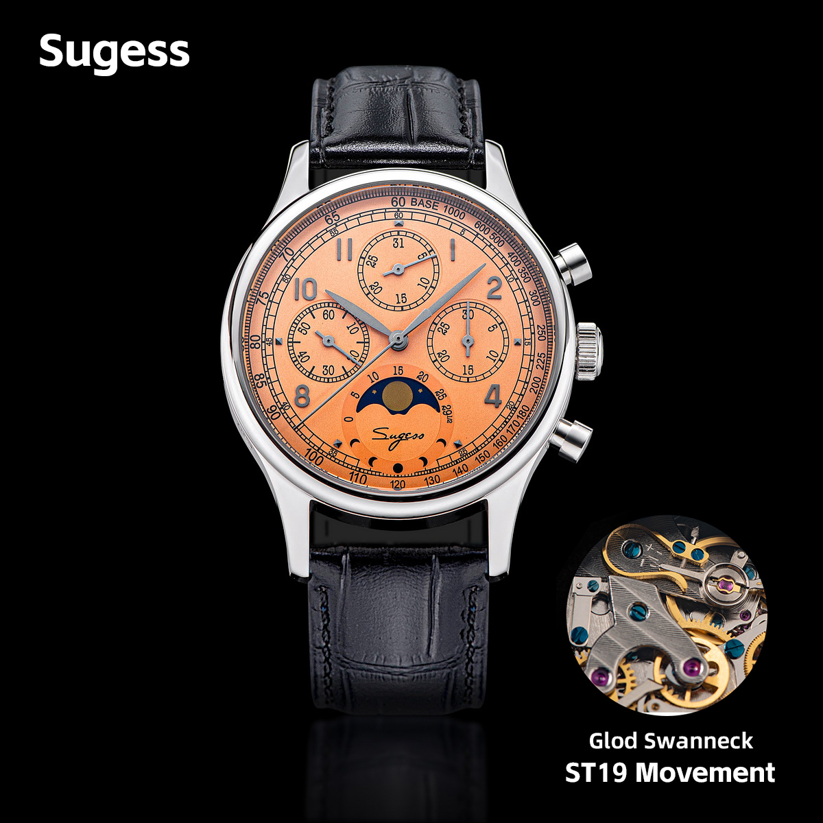 Sugess Watch of Men Chronograp - Moonphase Complication Watch recension och pris