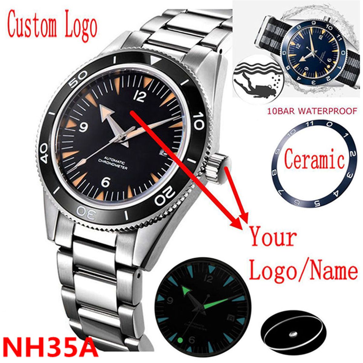 Custom Logo NH35 Movement Watc - Luxury Watch Display recension och pris