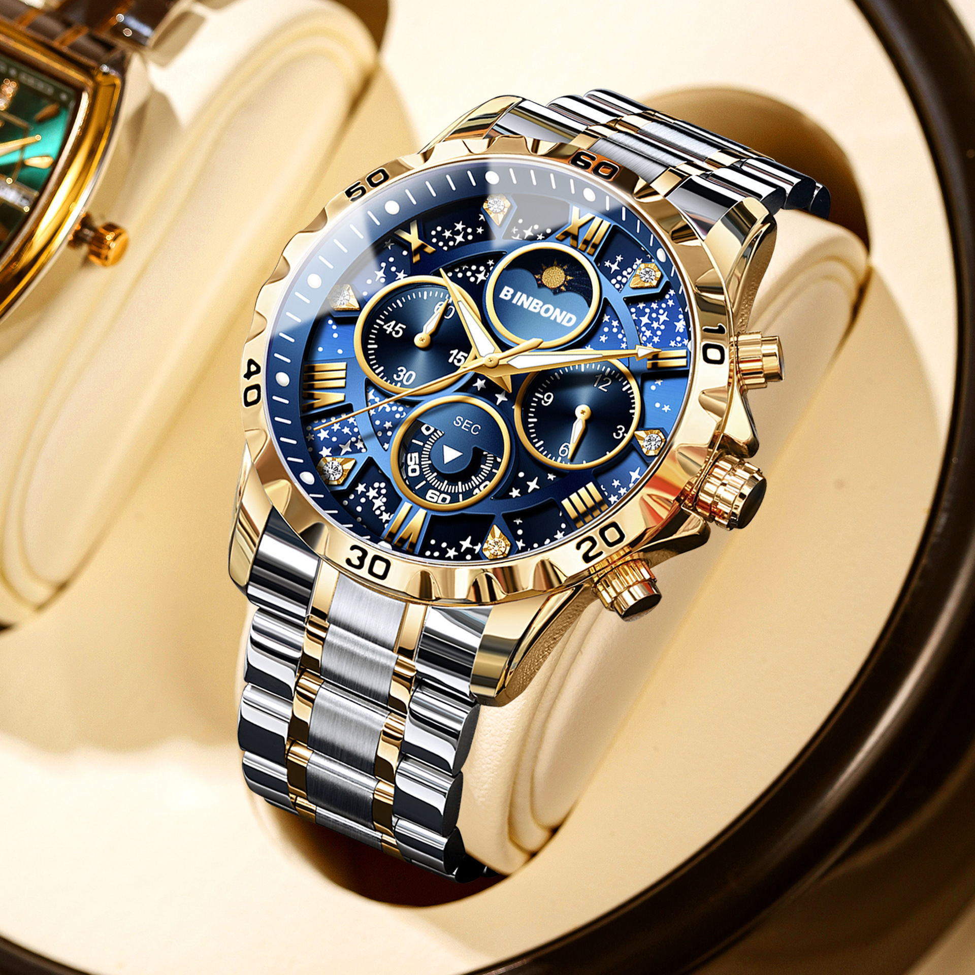 2026 Men Watch Light Luxury Bu - Moonphase Complication Watch recension och pris