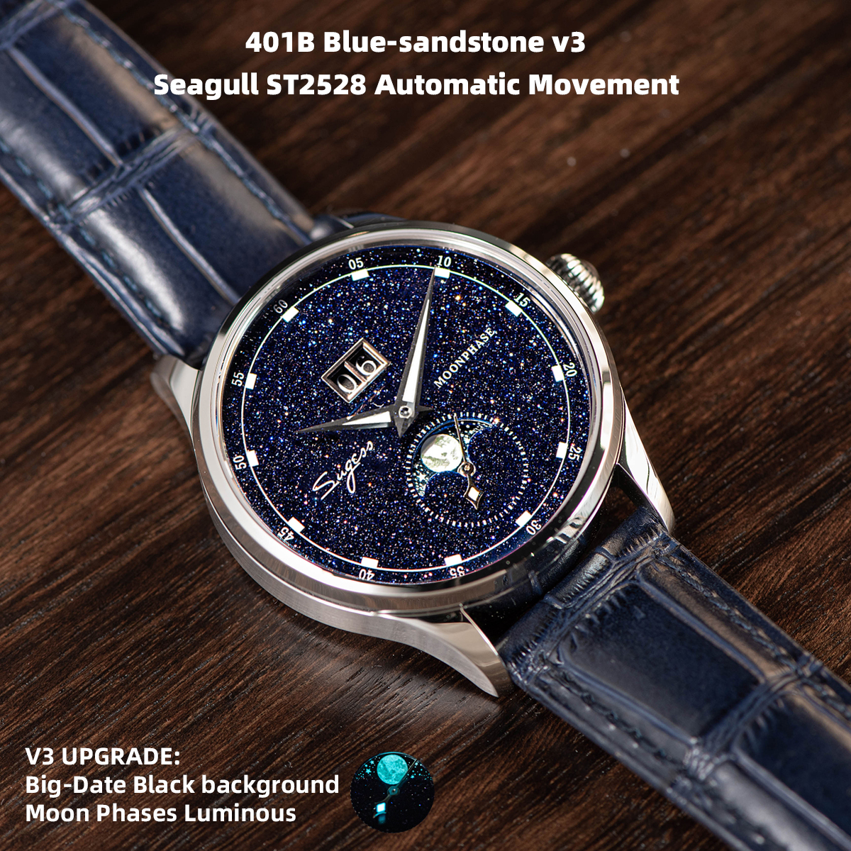 Sugess Moonphase Watch of Men  - Moonphase Complication Watch recension och pris