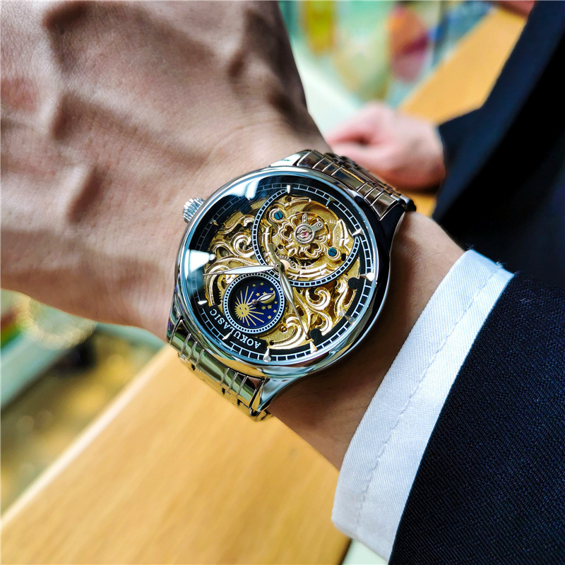 Stainless Steel New Full Skele - Moonphase Complication Watch recension och pris