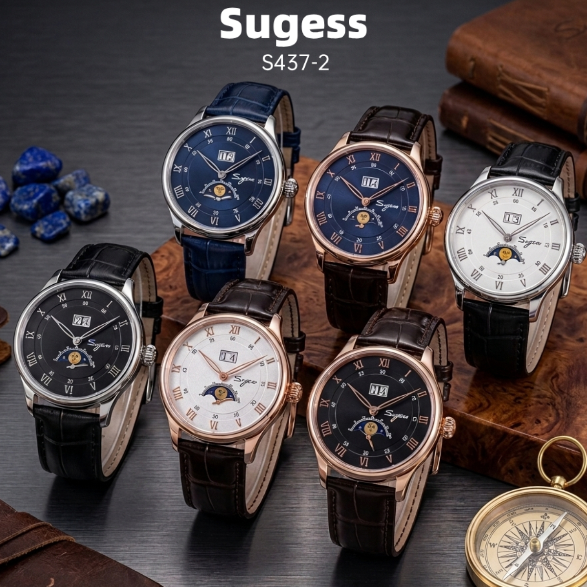 Sugess Automatic Mechanical Wa - Moonphase Complication Watch recension och pris