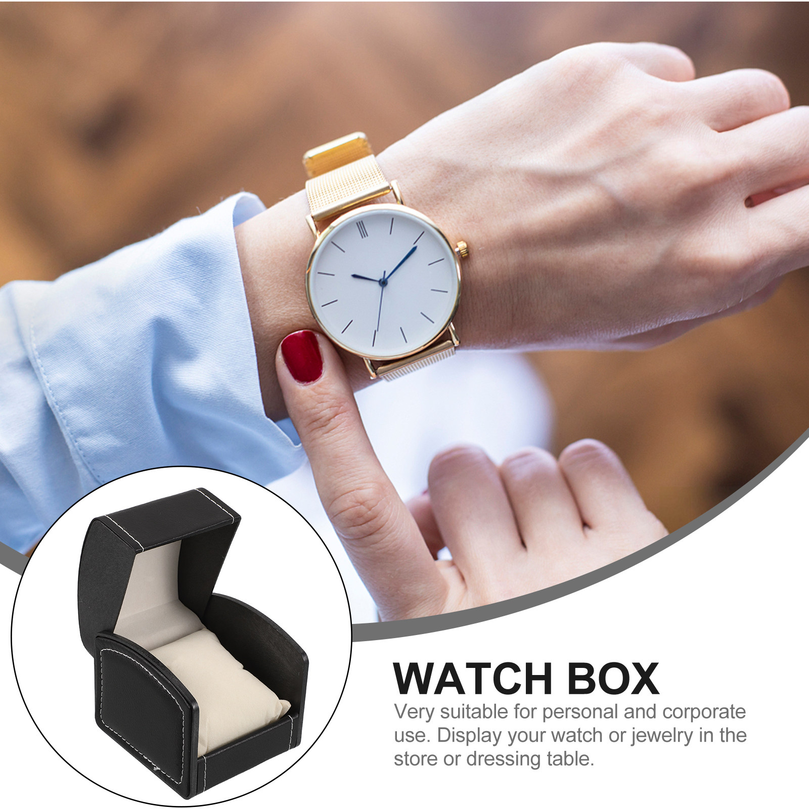 2Pcs Black PU Watch Box Elegan - Luxury Watch Holder For Men recension och pris