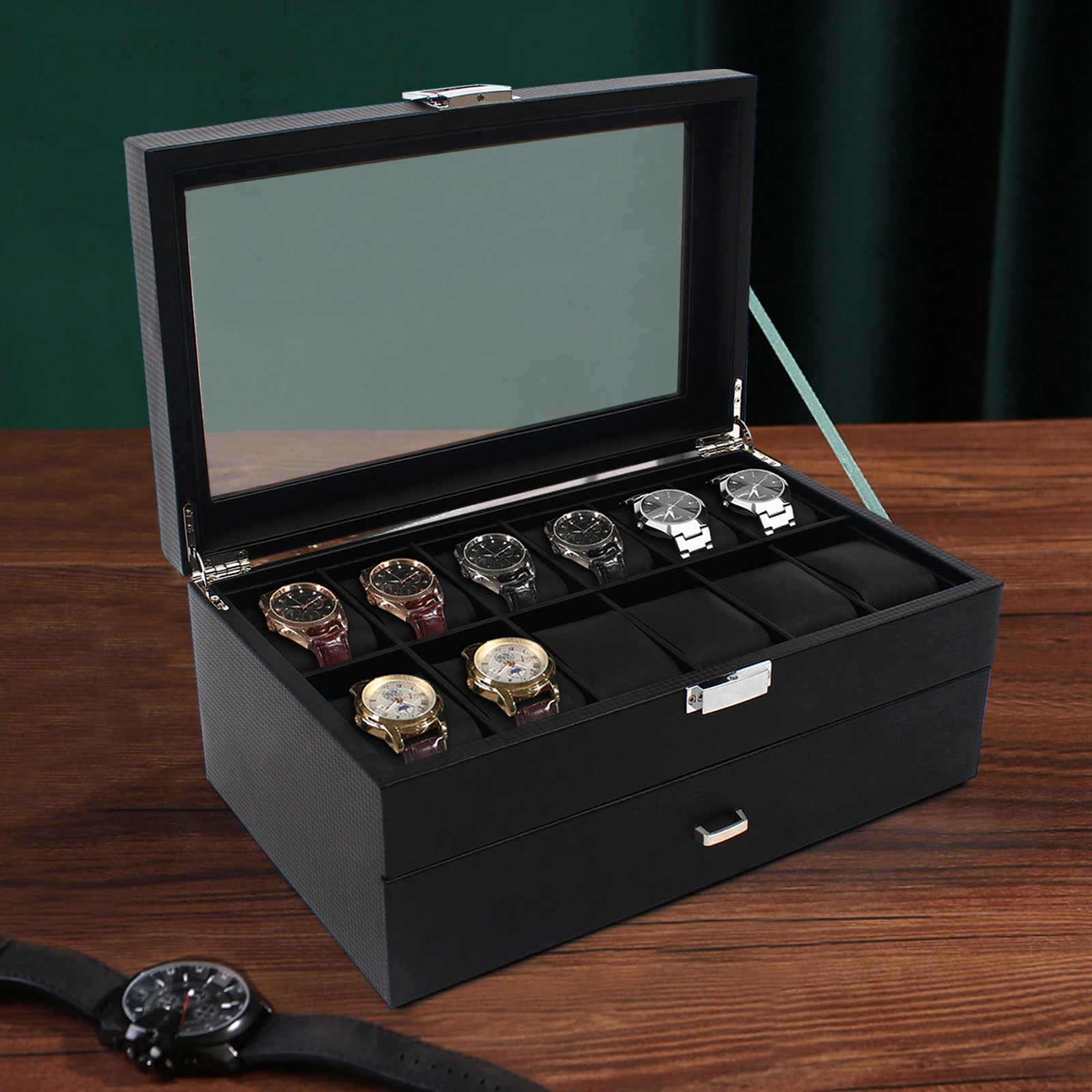 24 Slot Men Watch Display Case - Luxury Watch Holder For Men recension och pris