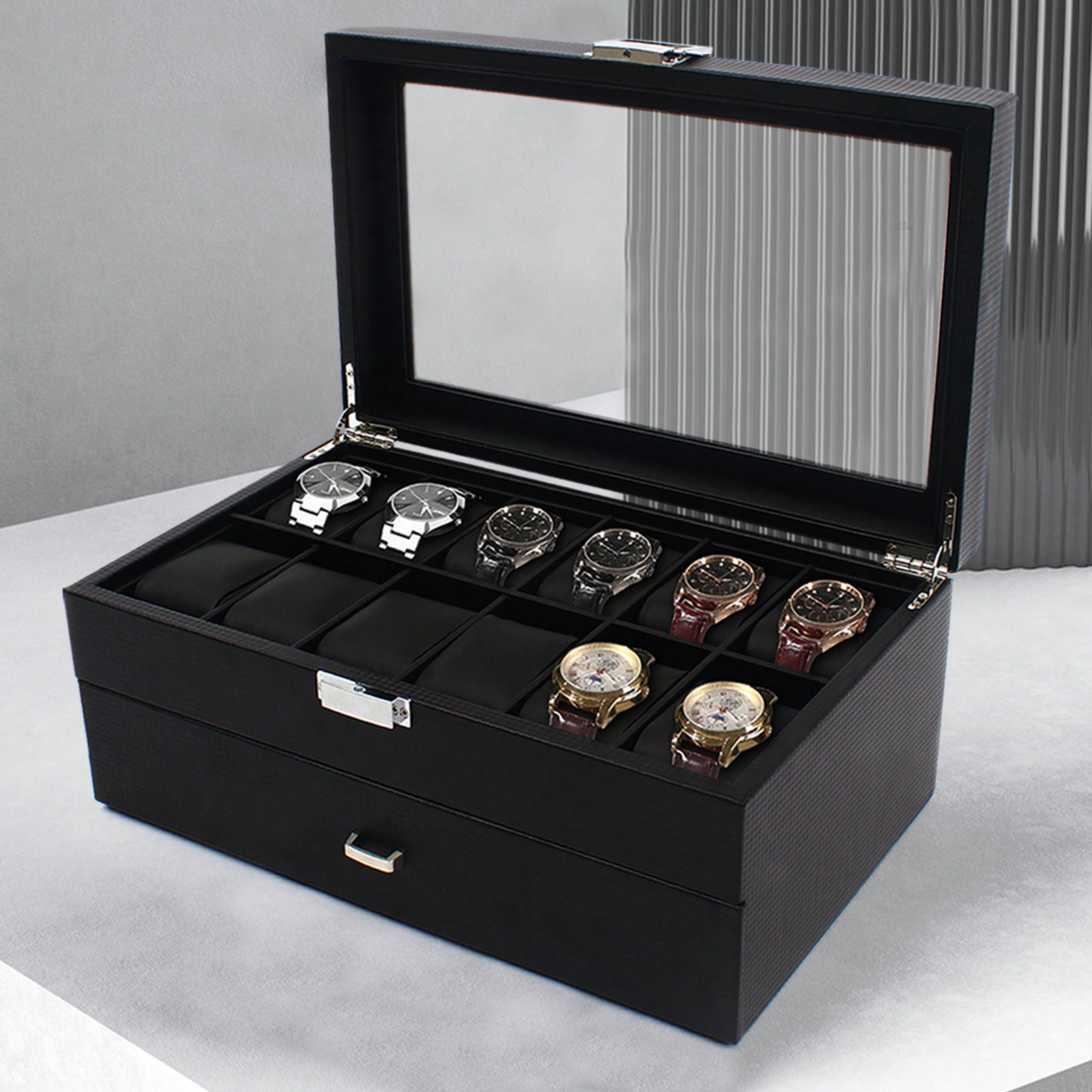 24 Slot Men Watch Display Case - Luxury Watch Holder For Men recension och pris