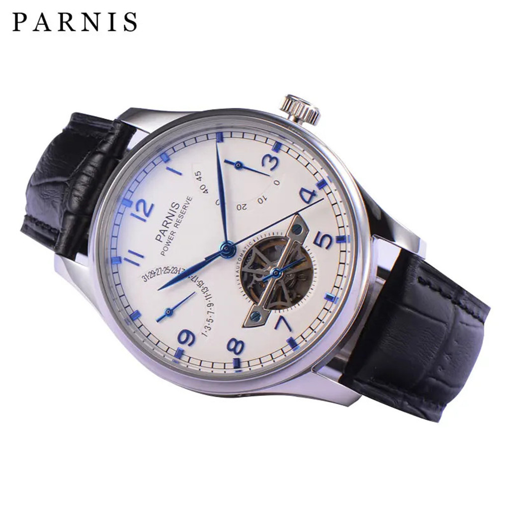 Parnis 43mm Luxury Power Reser - Luxury Watch Leather recension och pris