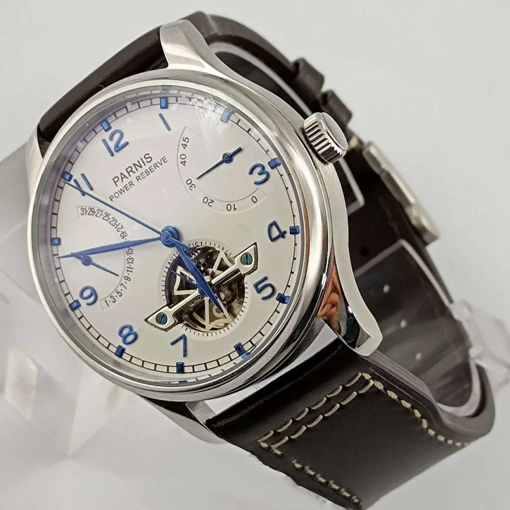 Parnis 43mm Luxury Power Reser - Luxury Watch Leather recension och pris