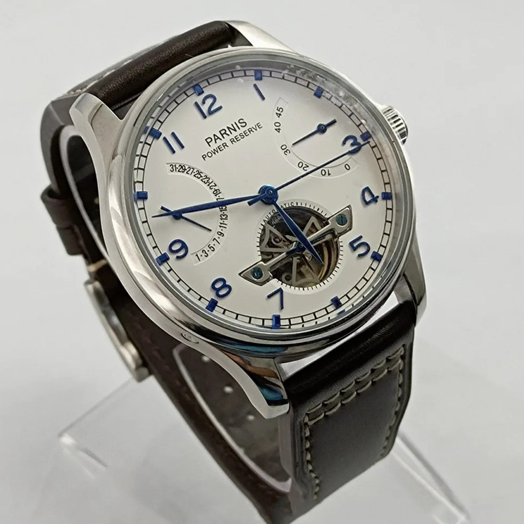 Parnis 43mm Luxury Power Reser - Luxury Watch Leather recension och pris