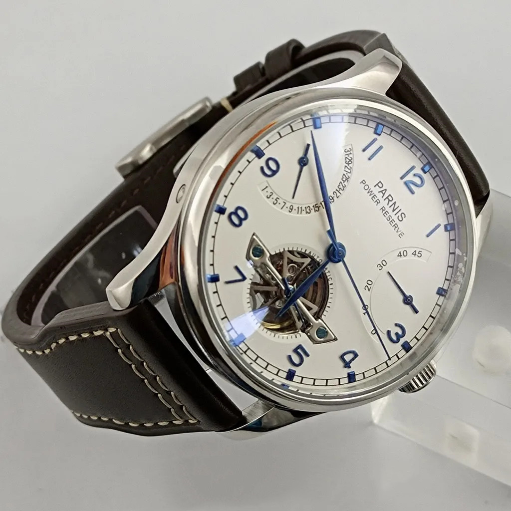 Parnis 43mm Luxury Power Reser - Luxury Watch Leather recension och pris