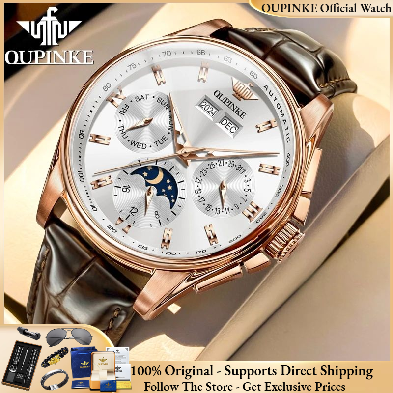 OUPINKE 3189 Men Fully Automat - Moonphase Complication Watch recension och pris
