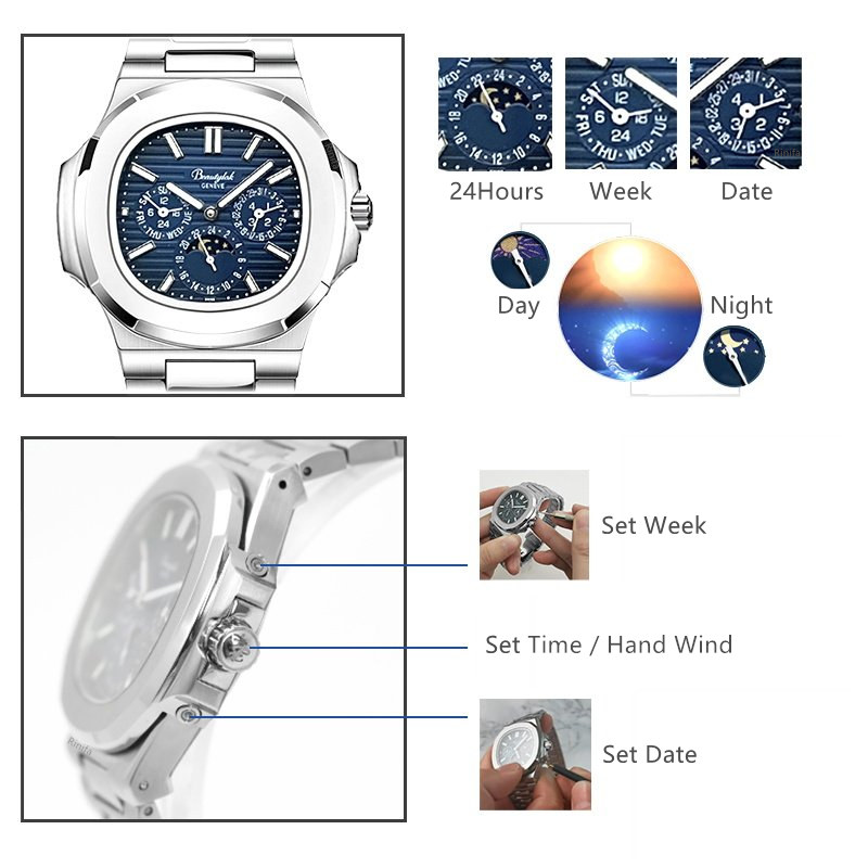 Switzerland Rinifa Multifuncti - Moonphase Complication Watch recension och pris