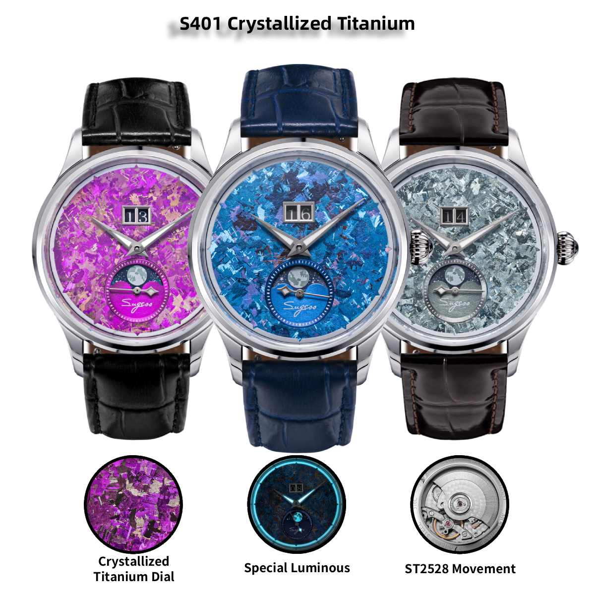 Sugess Watch of Men Moonphase  - Moonphase Complication Watch recension och pris