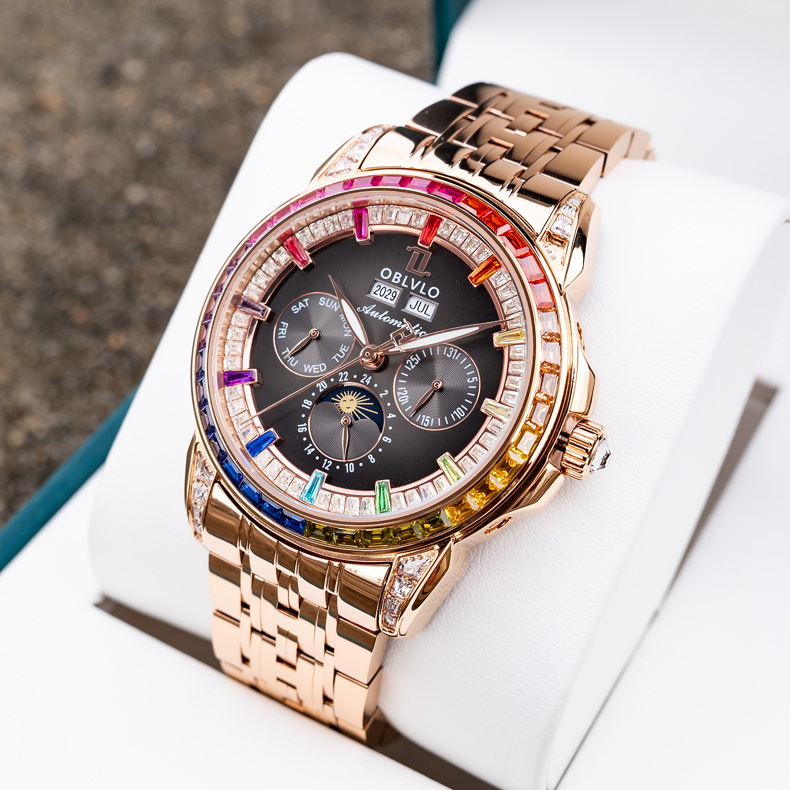 OBLVLO Men's Multifunctional M - Moonphase Complication Watch recension och pris