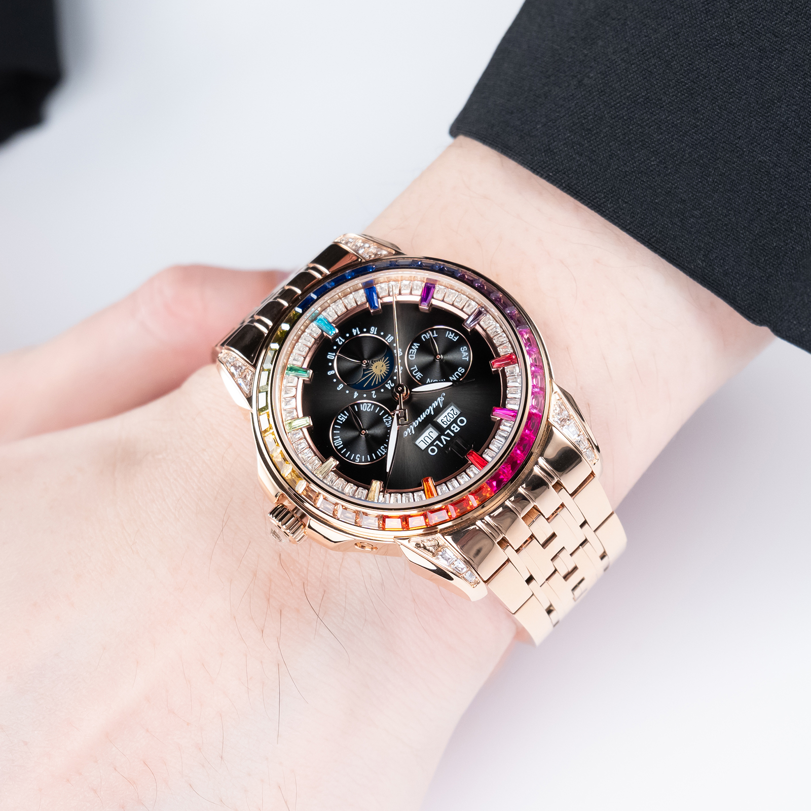 OBLVLO Men's Multifunctional M - Moonphase Complication Watch recension och pris