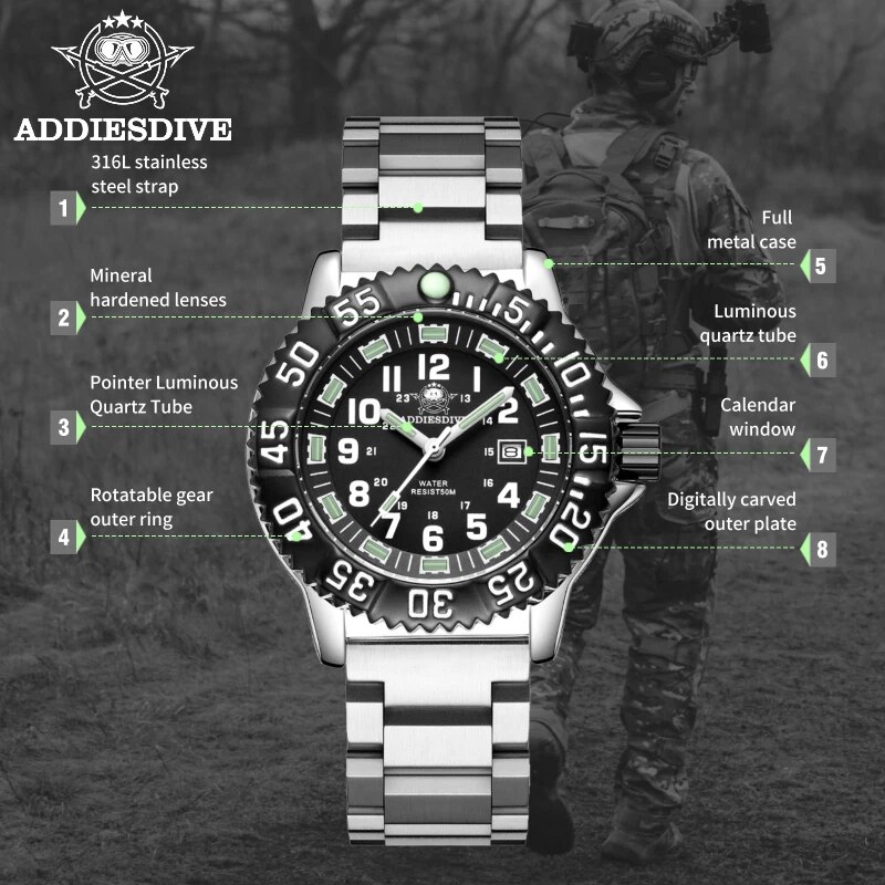 Addies Dive Men Fashion Casual - Field Watch Military recension och pris