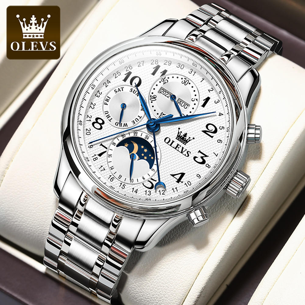 OLEVS 6667 Luxury Original Men - Moonphase Complication Watch recension och pris