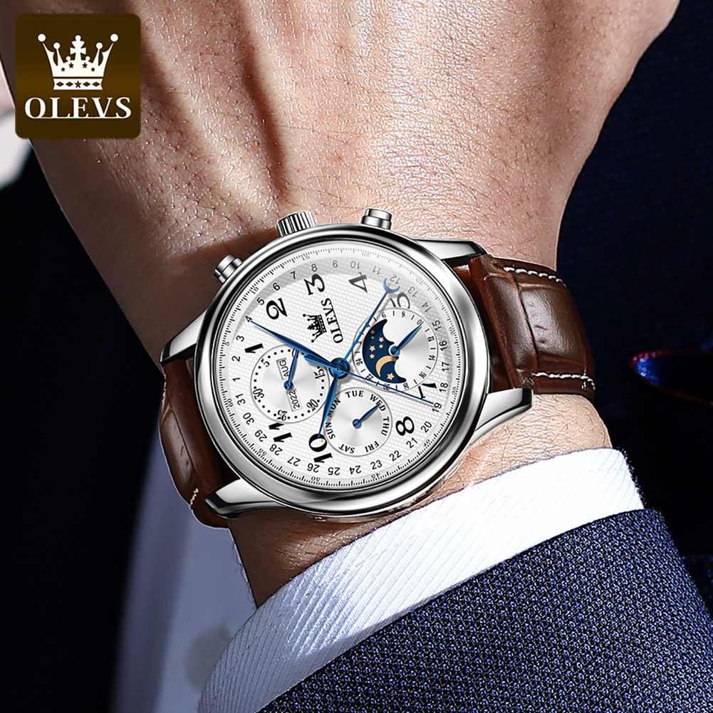OLEVS 6667 Luxury Original Men - Moonphase Complication Watch recension och pris