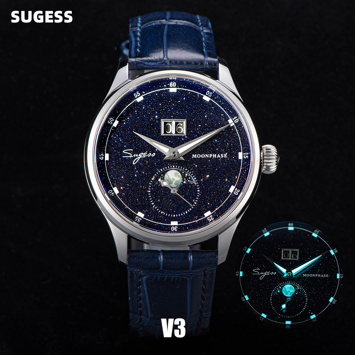 Sugess Moonphase Luxury Wristw - Moonphase Complication Watch recension och pris