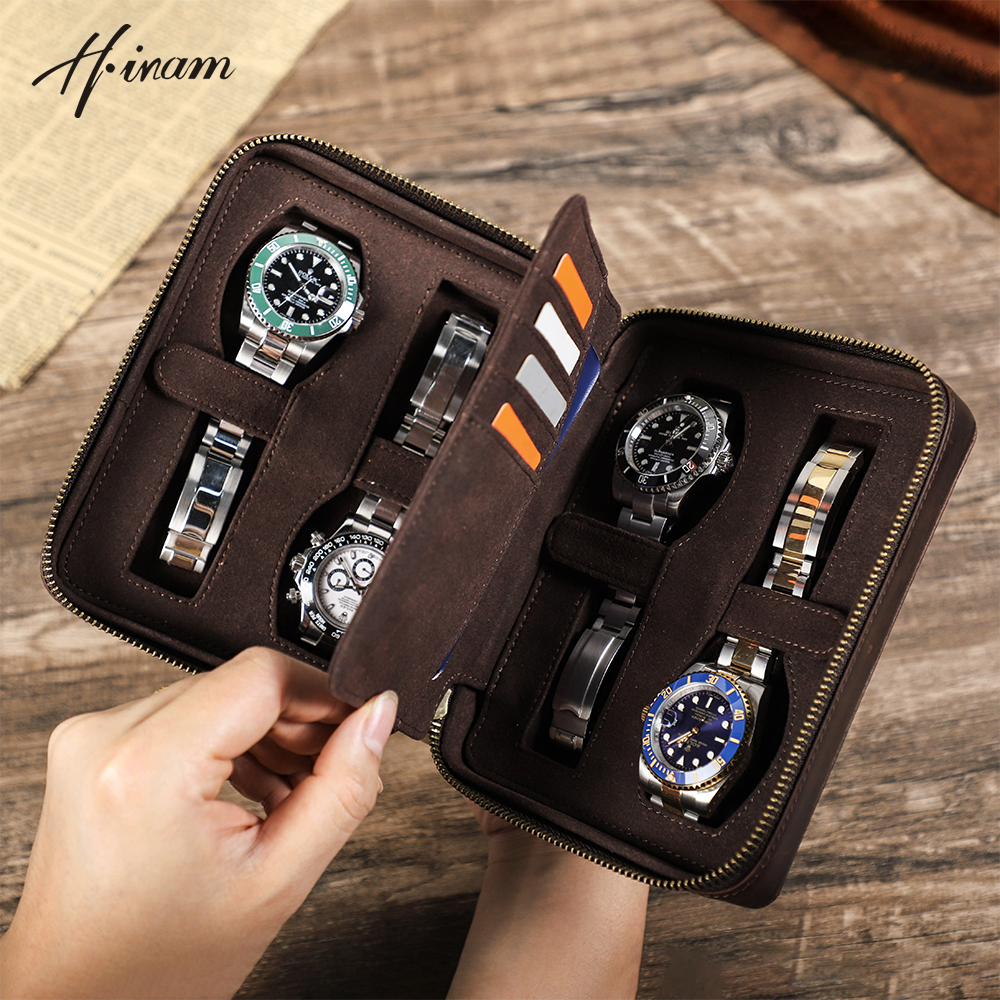 Retro Genuine Leather 4 Slots  - Luxury Watch Holder For Men recension och pris