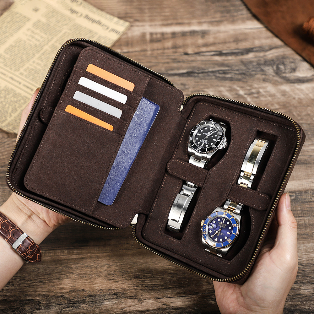 Retro Genuine Leather 4 Slots  - Luxury Watch Holder For Men recension och pris