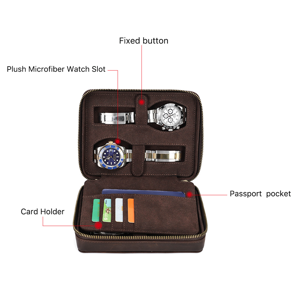 Retro Genuine Leather 4 Slots  - Luxury Watch Holder For Men recension och pris