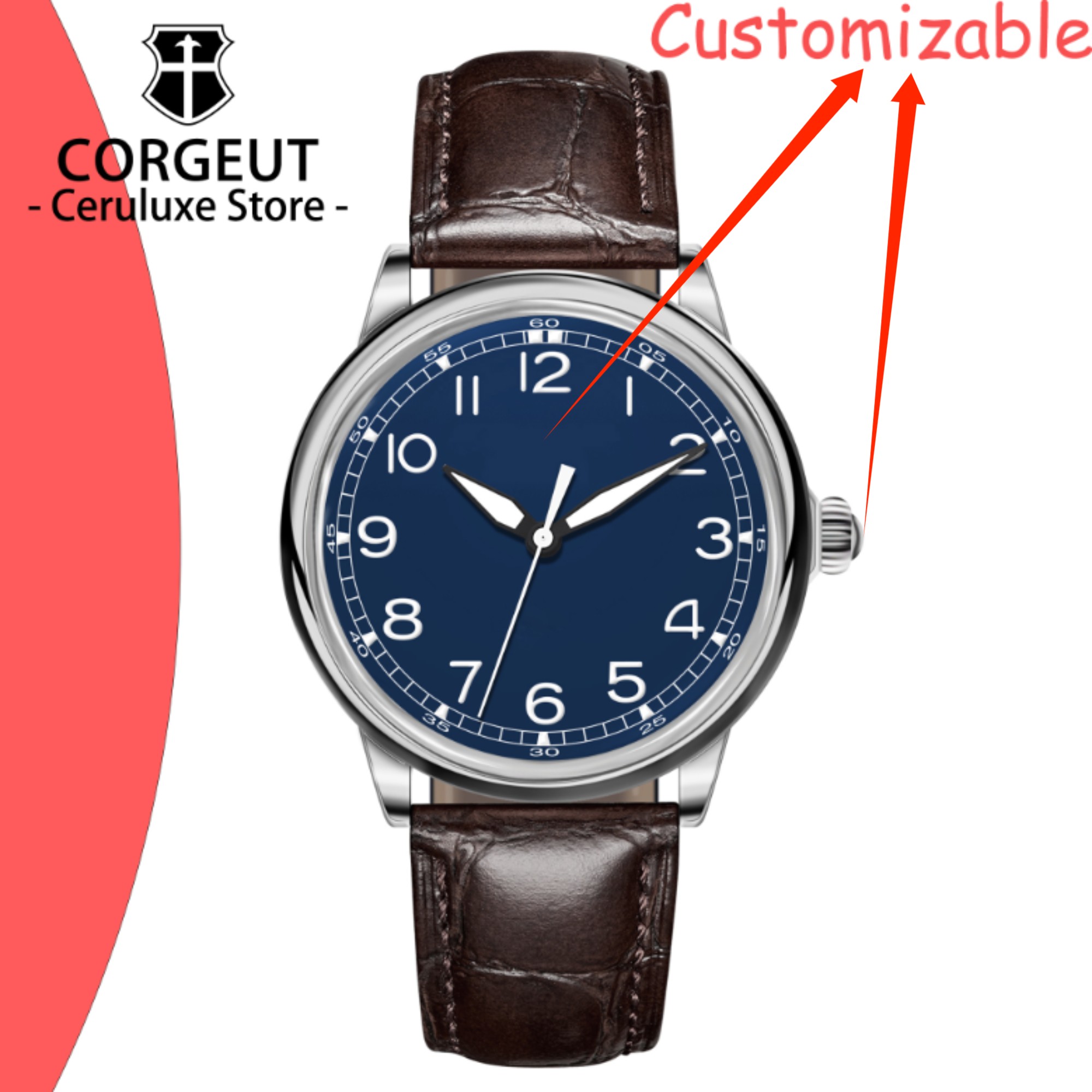 CUSTOM Logo 41mm MIYOTA8215 Au - Luxury Watch Leather recension och pris