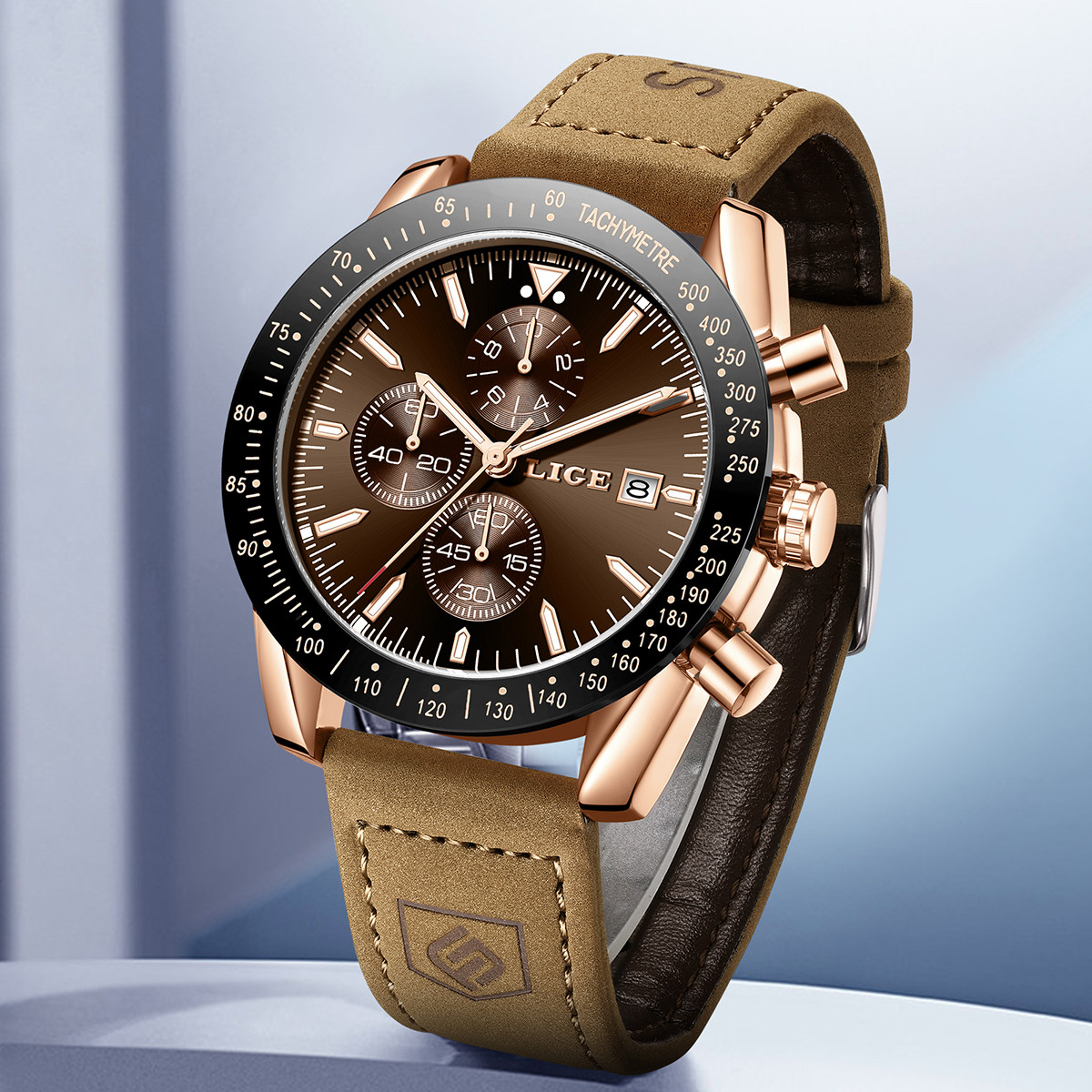 LIGE Leather Watches Men Fashi - Luxury Watch Business recension och pris