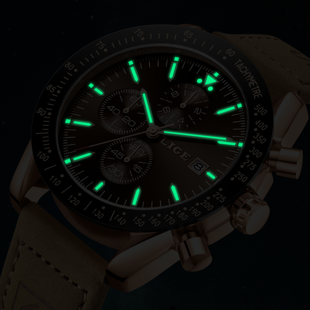 LIGE Leather Watches Men Fashi - Luxury Watch Business recension och pris