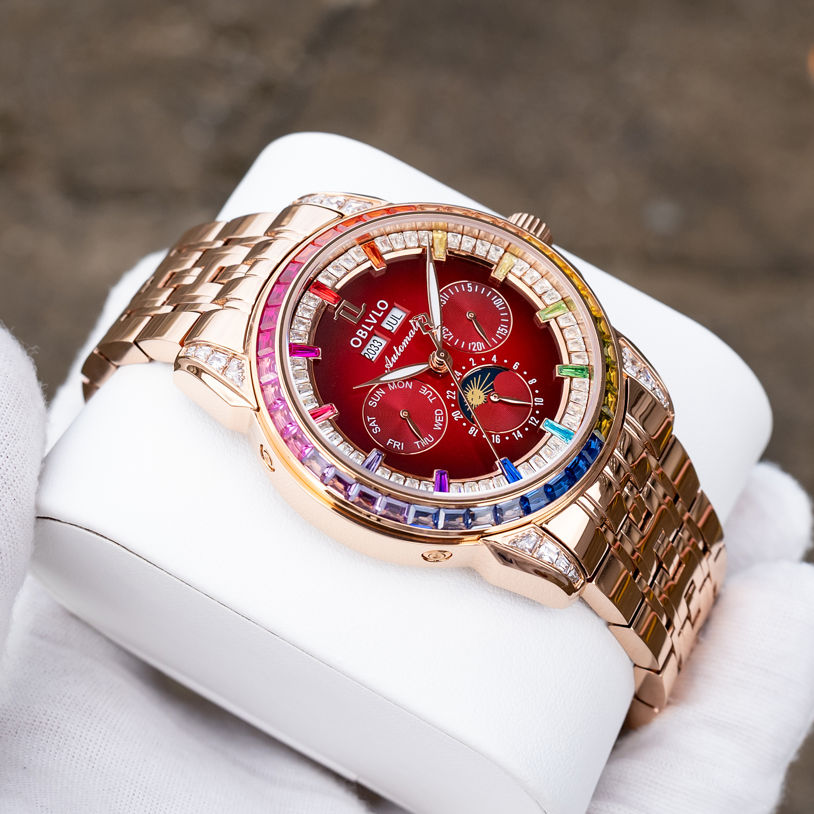 OBLVLO Men's Classic Mechanica - Moonphase Complication Watch recension och pris
