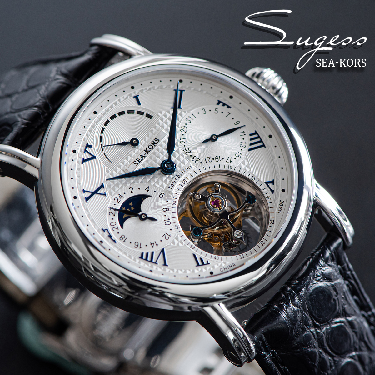 Sugess Seakors Man Tourbillon  - Moonphase Complication Watch recension och pris