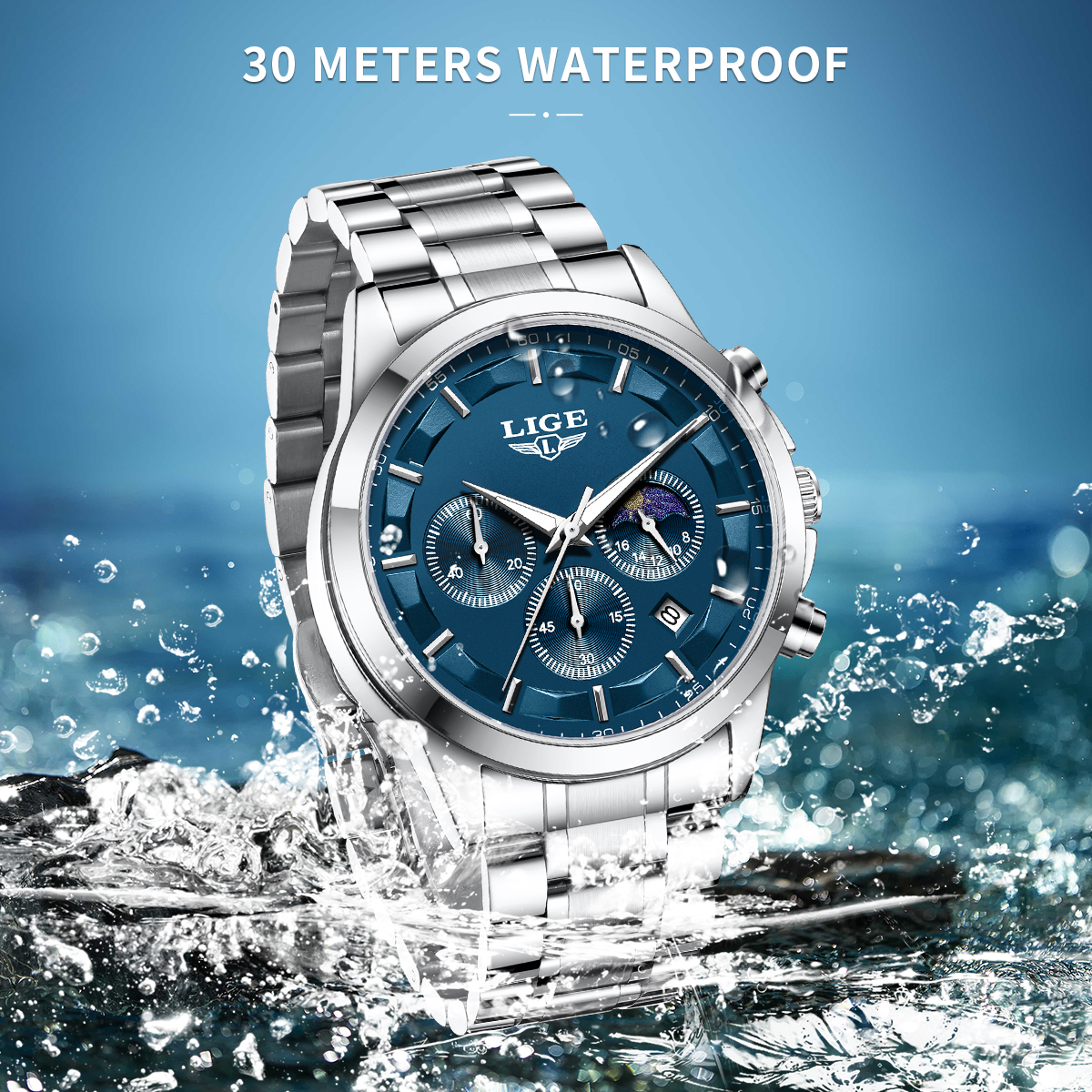 LIGE Luxury Fashion Quartz Man - Luxury Watch Business recension och pris